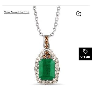 Le Vian Elegant Emerald and Diamond Pendant Necklace